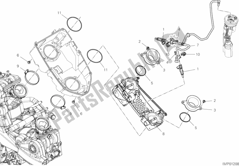 Alle onderdelen voor de Gasklephuis van de Ducati Multistrada 950 USA 2019